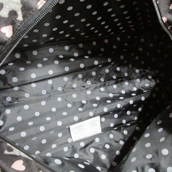 P1259-NWOT Betsey Johnson Paris in Love Canvas Rolling Travel Bag - Picture 10 of 10